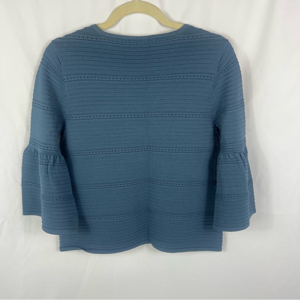 White House Black Market Blue Bell Sleeve Top - Picture 4 of 7